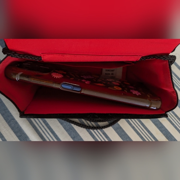 Vintage Christmas Santa Amanda Smith Velvet embroidered Crossbody Purse Bag - Picture 8 of 13